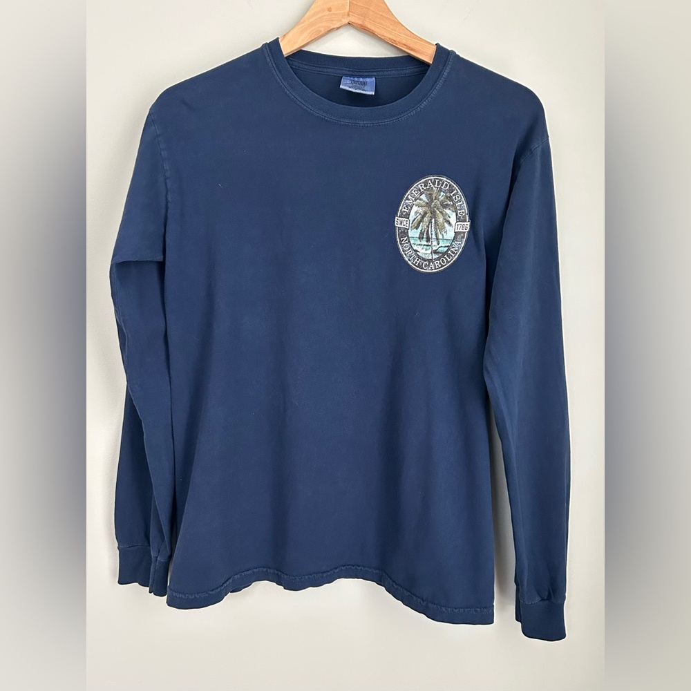 Comfort Colors Deep Blue Crewneck Emerald Isle T-Shirt, Size Small Unisex